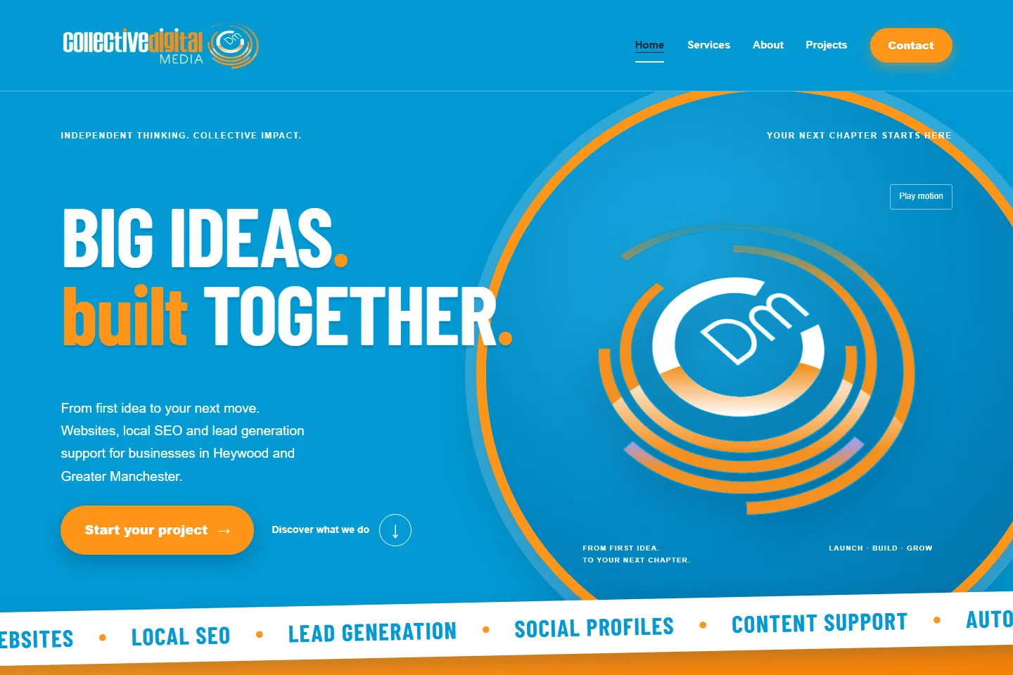 Collective Digital Media homepage with the headline Big ideas built together